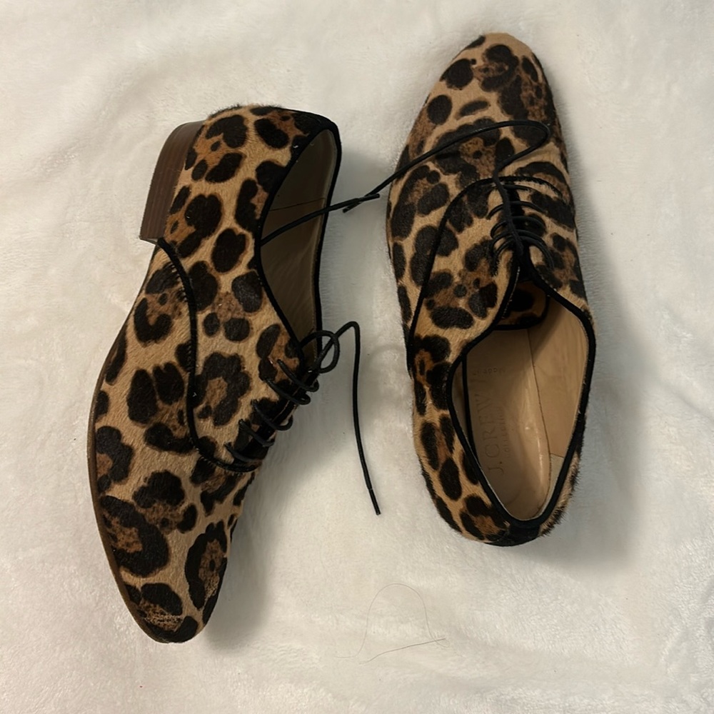 J Crew pony hair leopard shoes